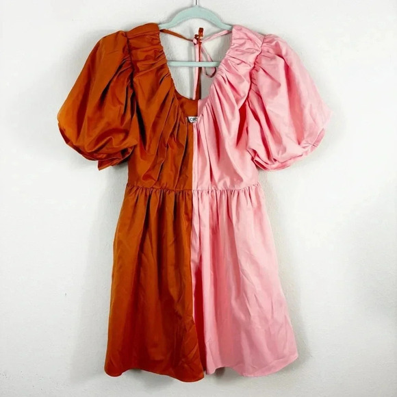 NWT Crosby by Mollie Burch Raines Dress Colorblock Mini Dress Salmon Clay sz xs - Picture 4 of 16